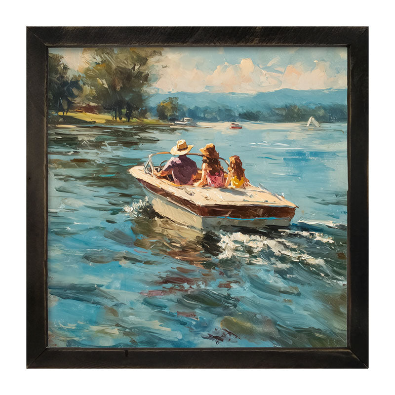 Family Boating on the Lake - Framed Art