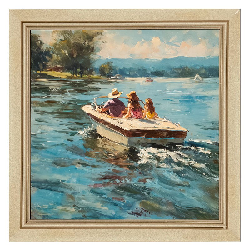Family Boating on the Lake - Framed Art