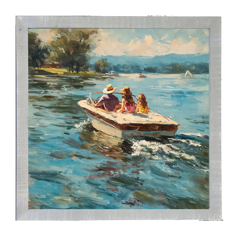 Family Boating on the Lake - Framed Art