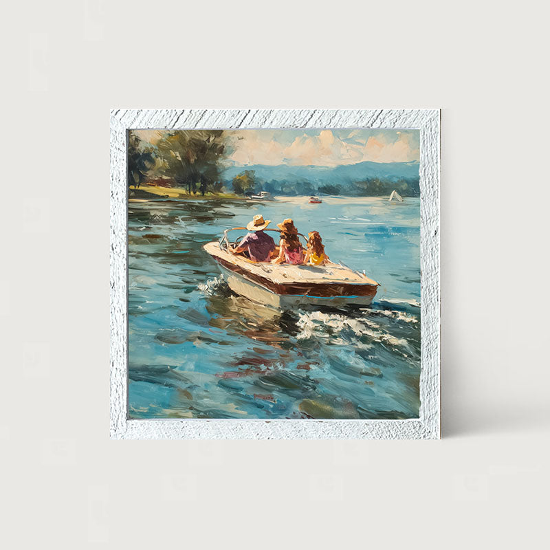 Family Boating on the Lake - Framed Art