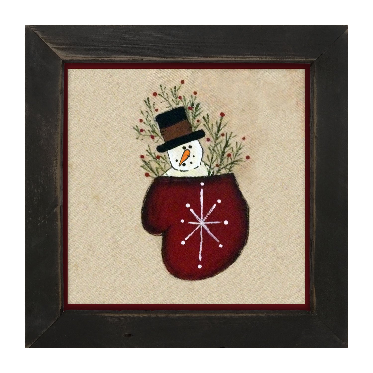 Snowman in Mitten - Framed art