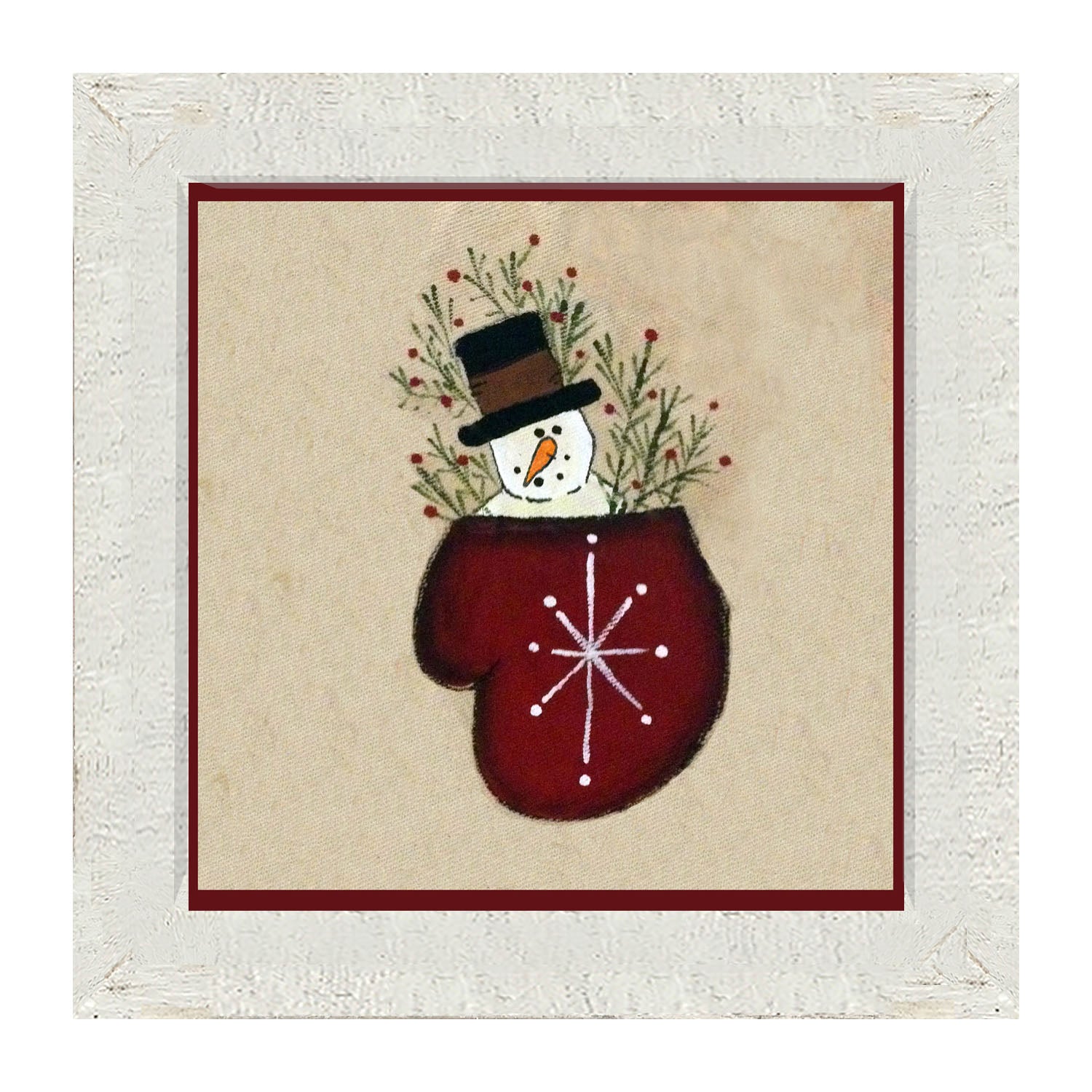 Snowman in Mitten - Framed art