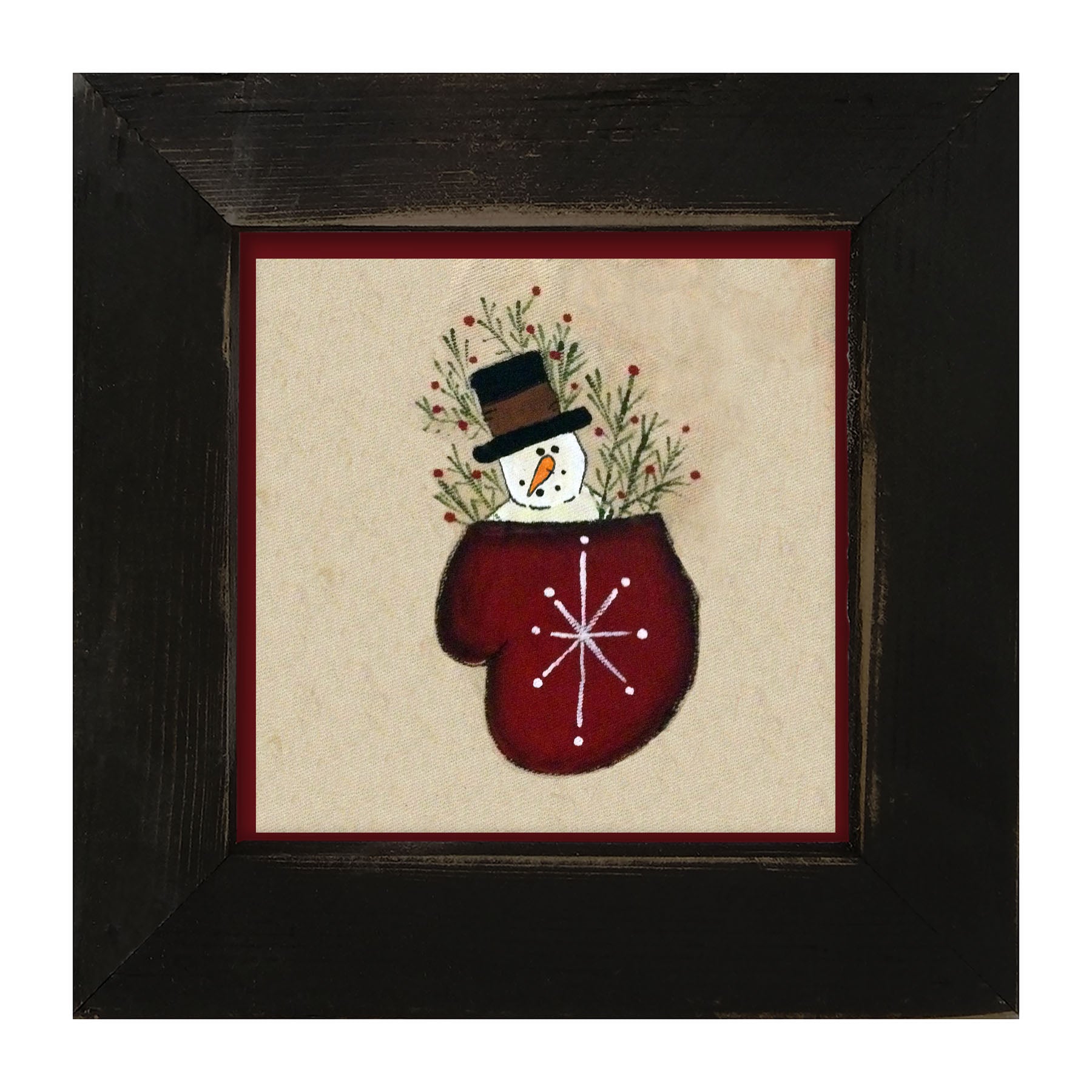 Snowman in Mitten - Framed art