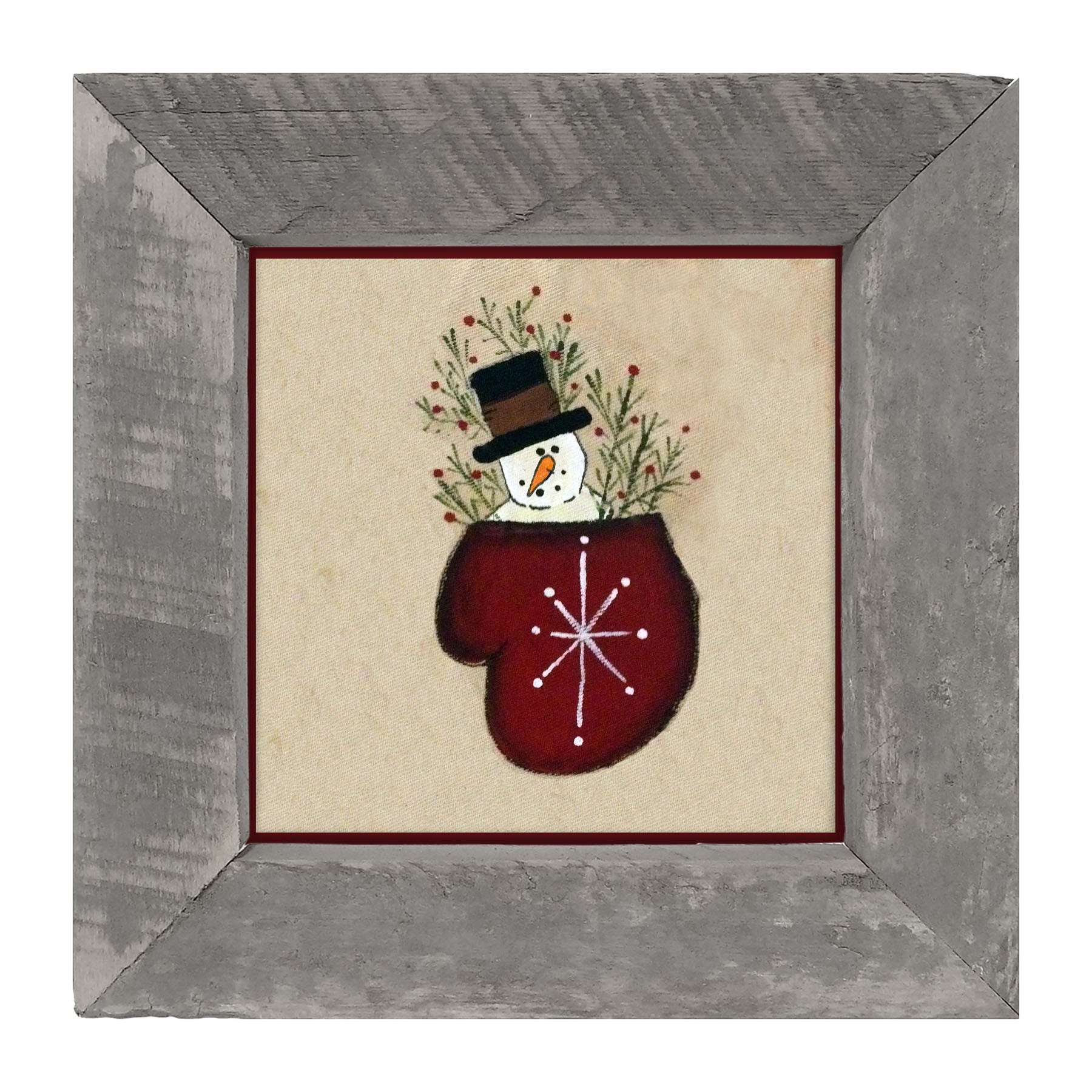 Snowman in Mitten - Framed art