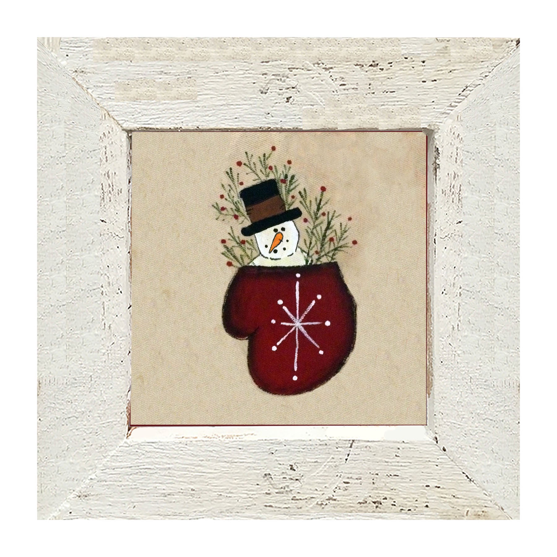 Snowman in Mitten - Framed art