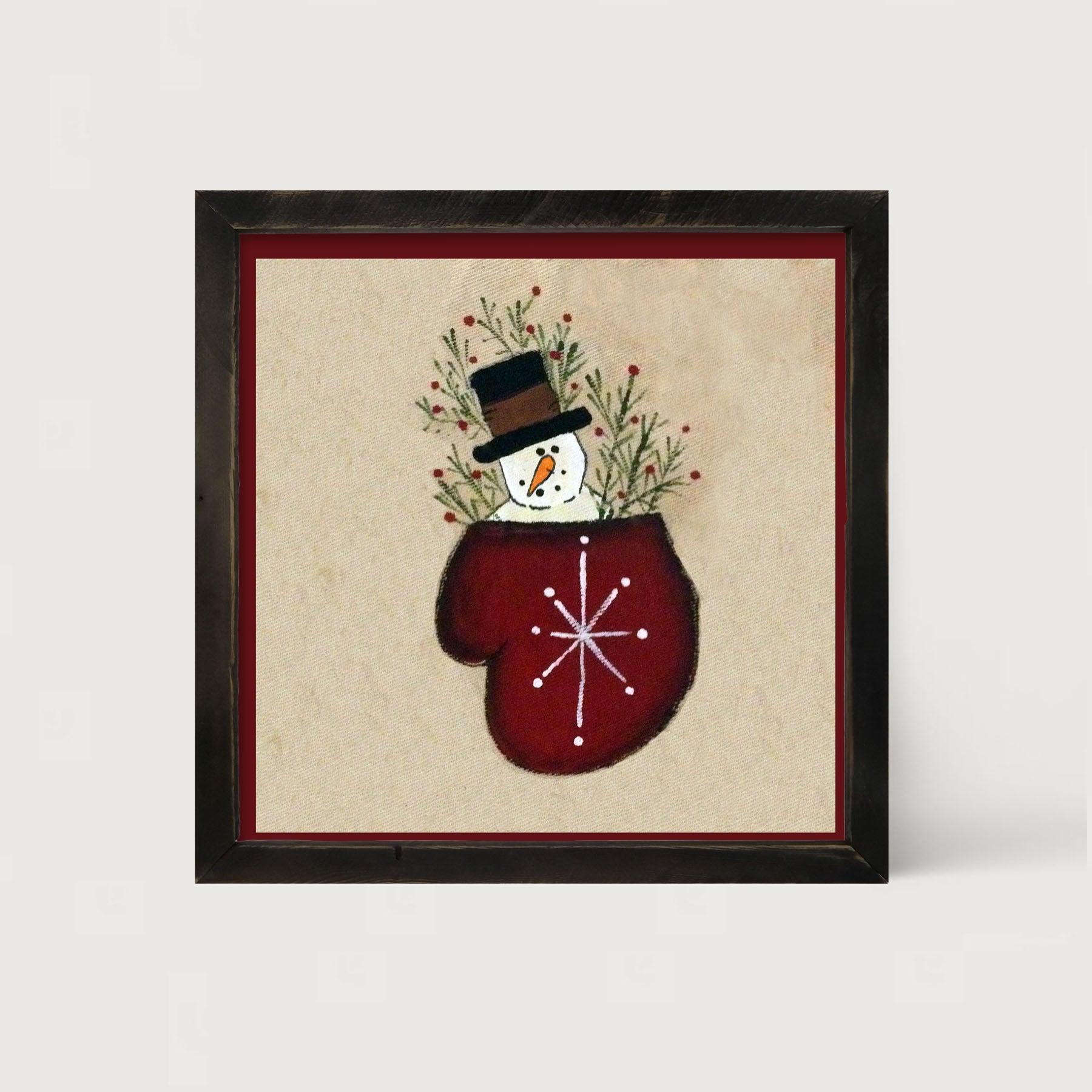 Snowman in Mitten - Framed art