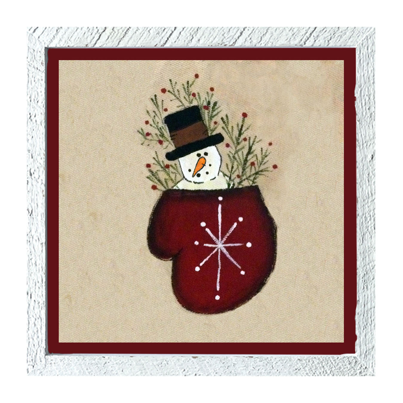 Snowman in Mitten - Framed art