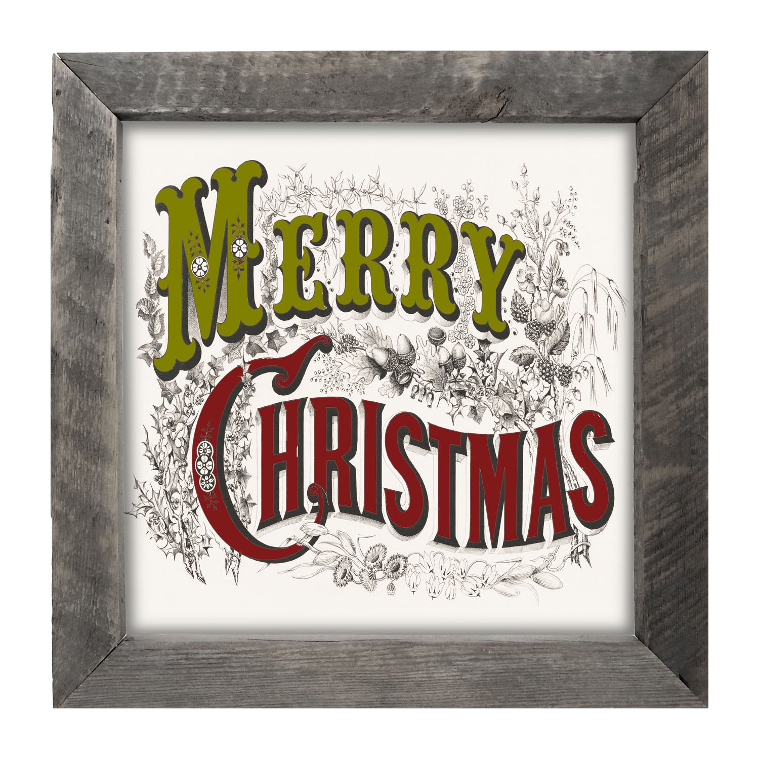 Merry Christmas (Green and Red Letters) - Framed art