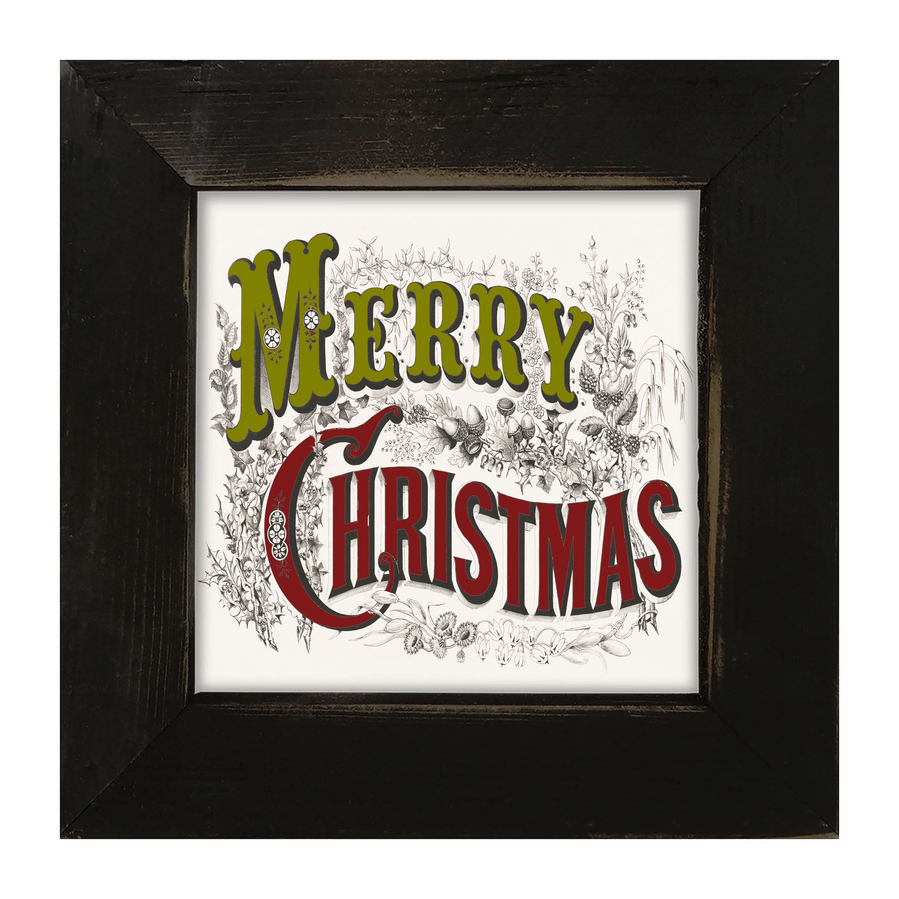 Merry Christmas (Green and Red Letters) - Framed art