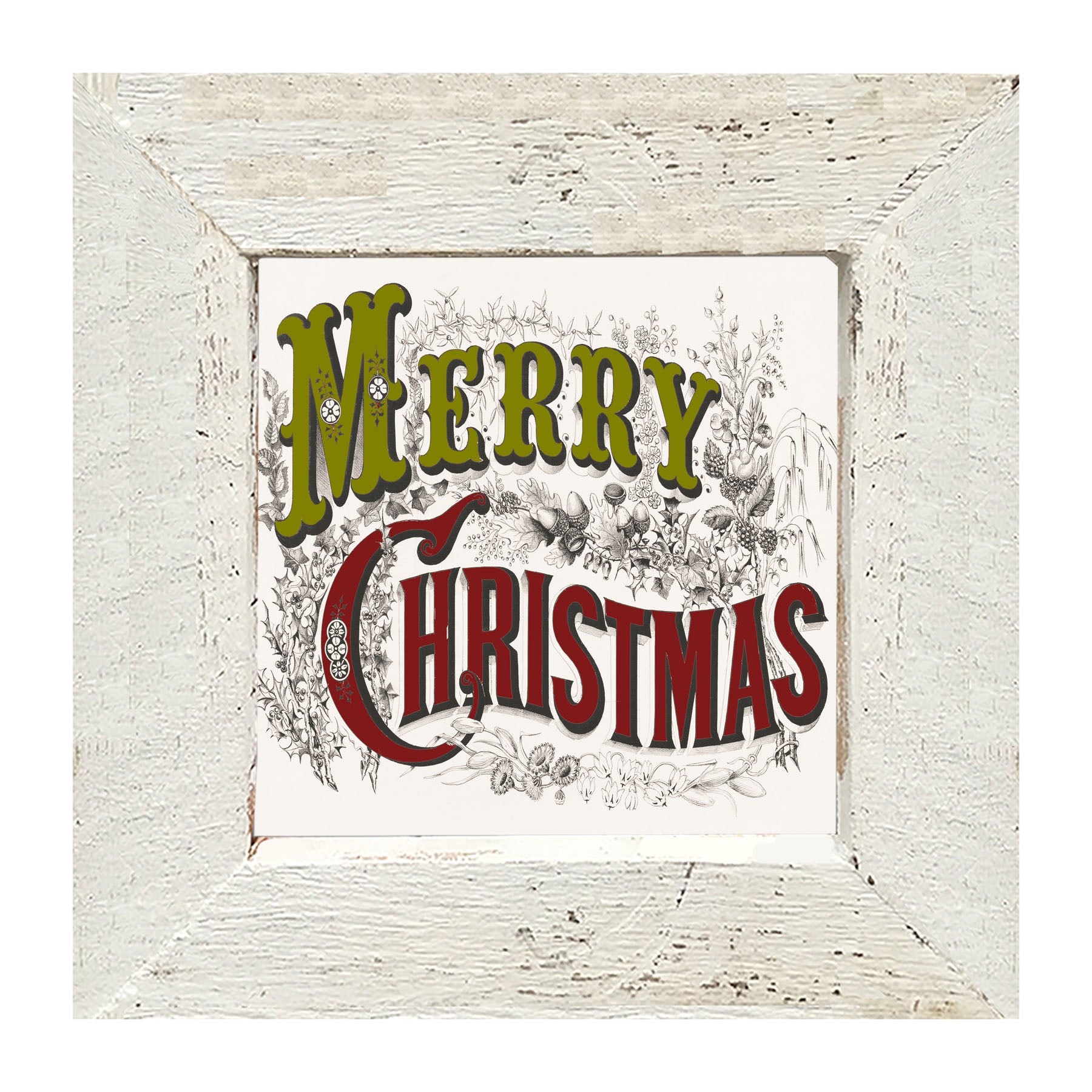 Merry Christmas (Green and Red Letters) - Framed art