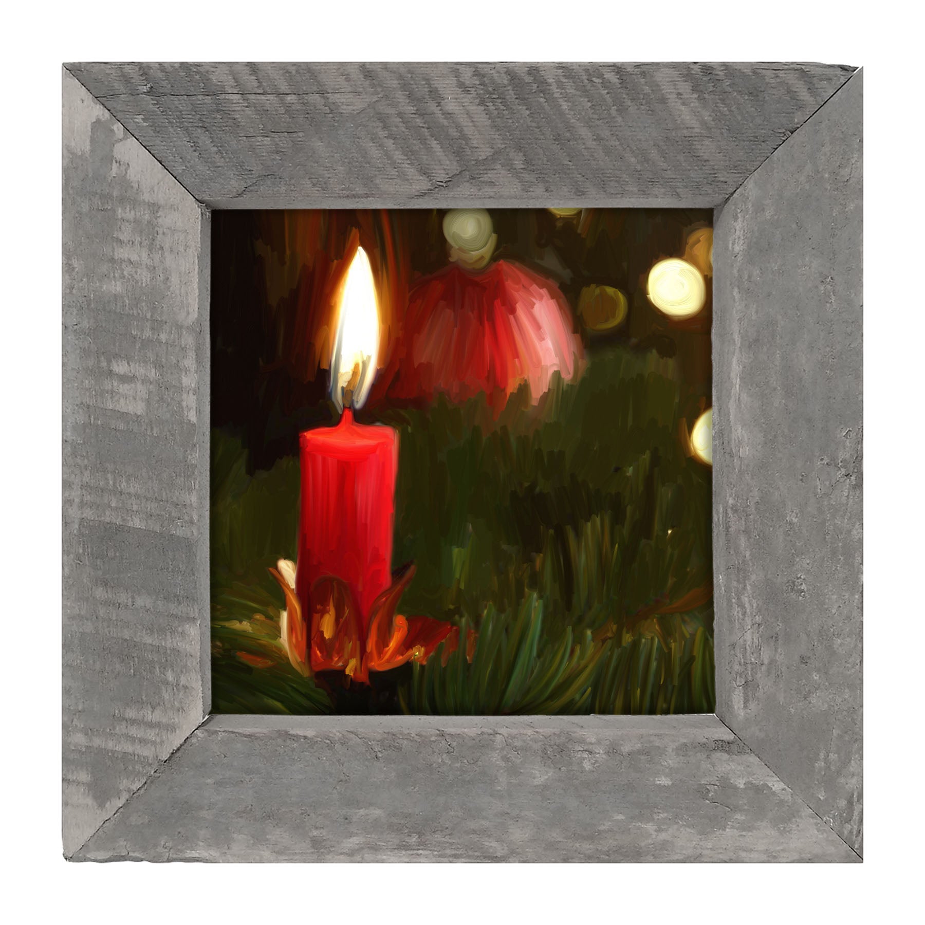 Candle in Christmas Tree - Framed art