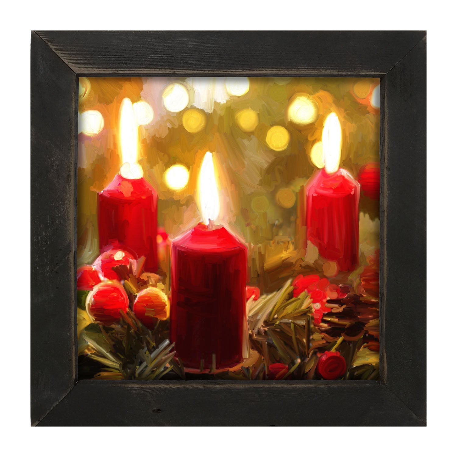 Trio of Christmas Candles - Framed art
