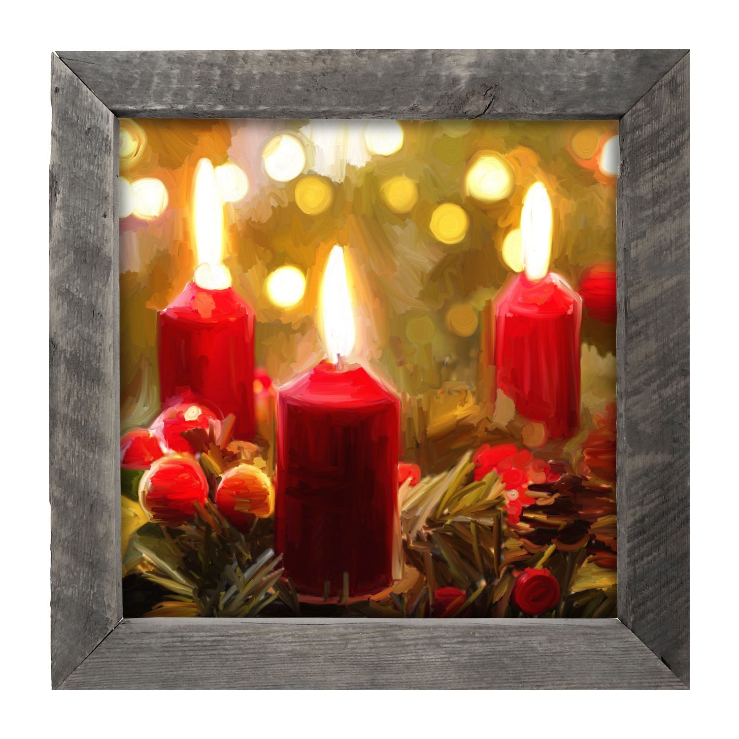 Trio of Christmas Candles - Framed art