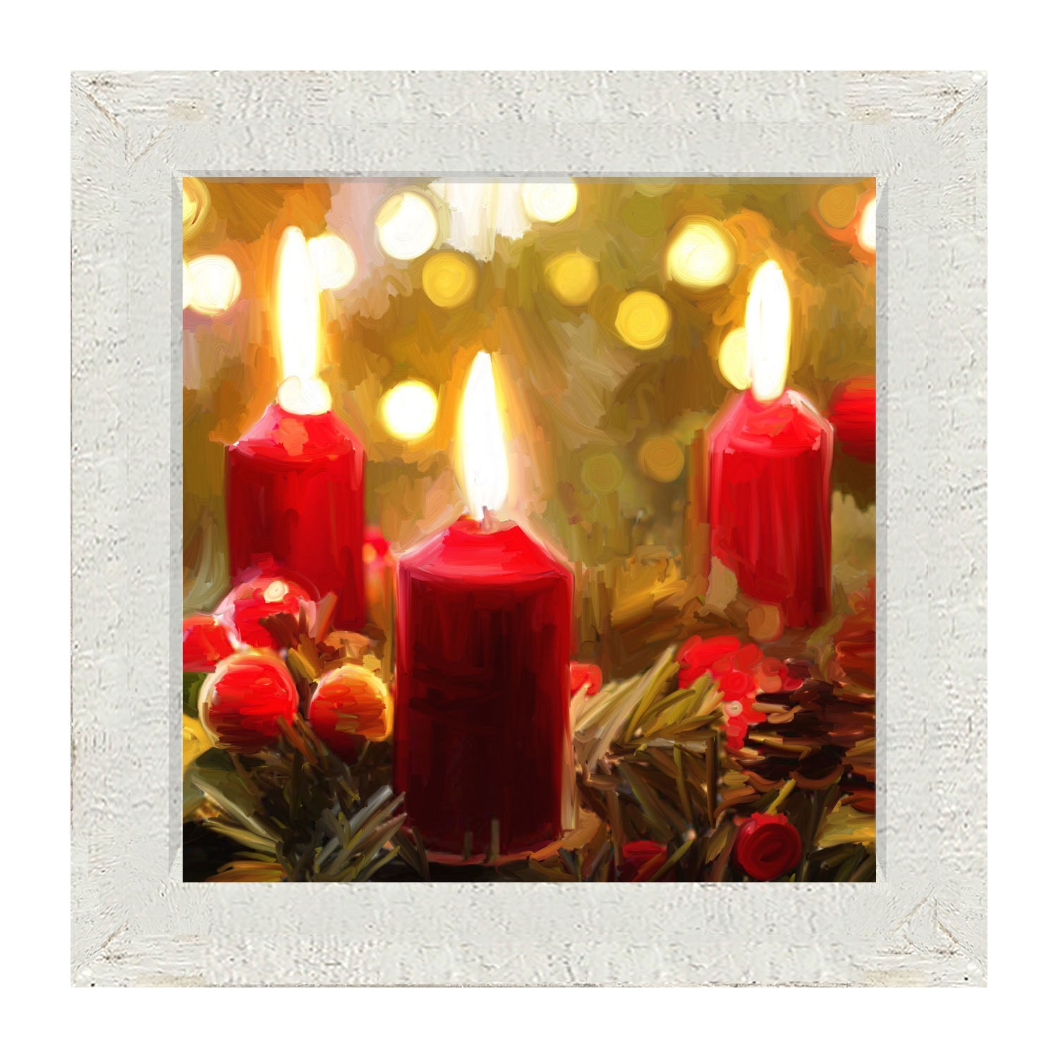 Trio of Christmas Candles - Framed art