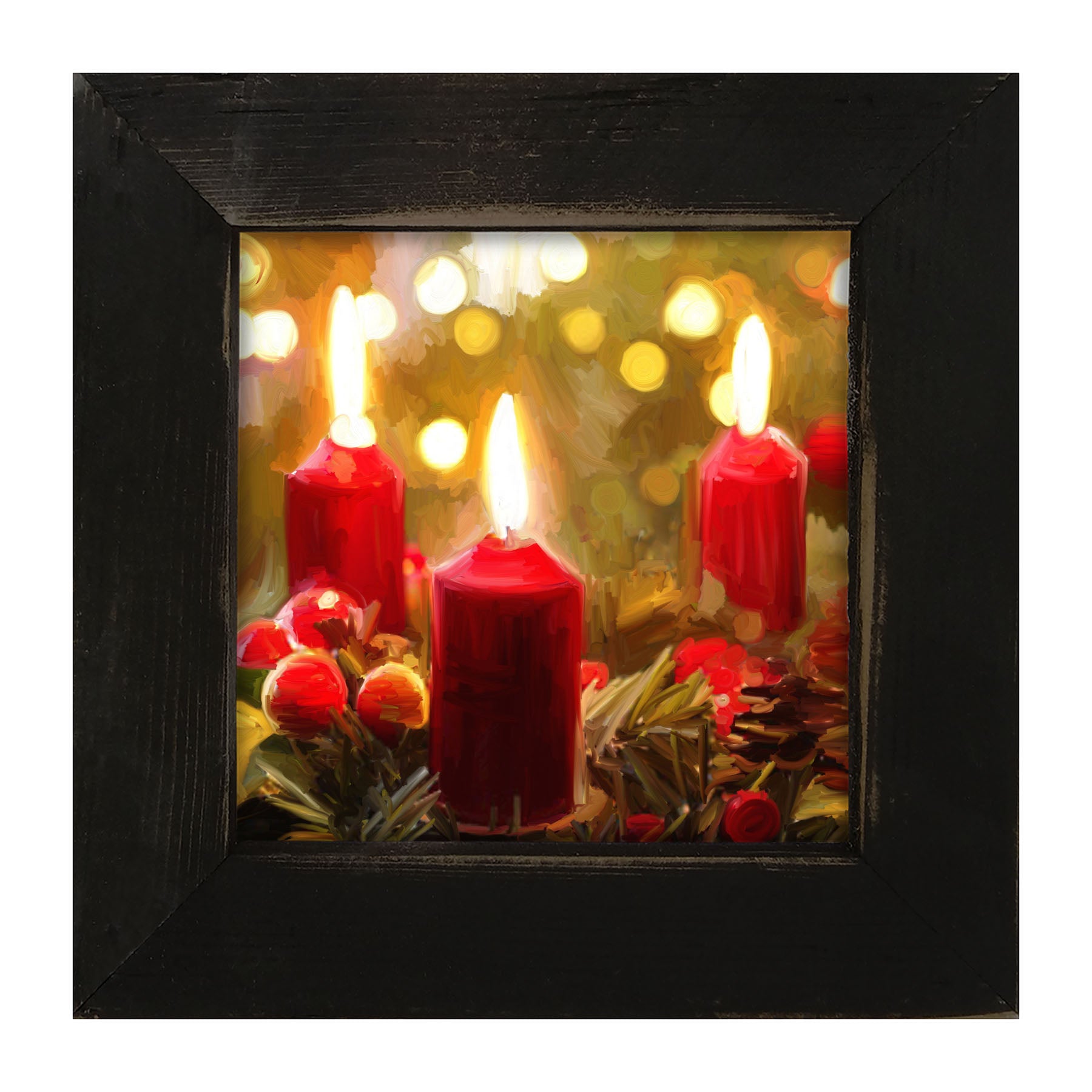 Trio of Christmas Candles - Framed art