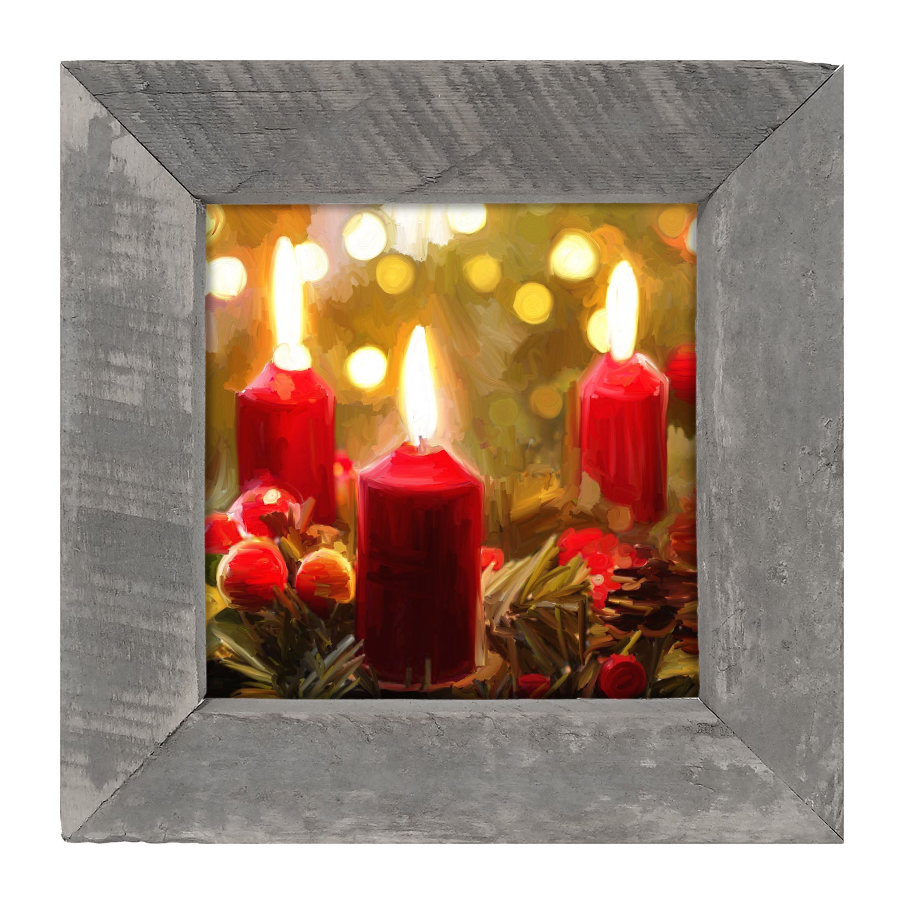 Trio of Christmas Candles - Framed art