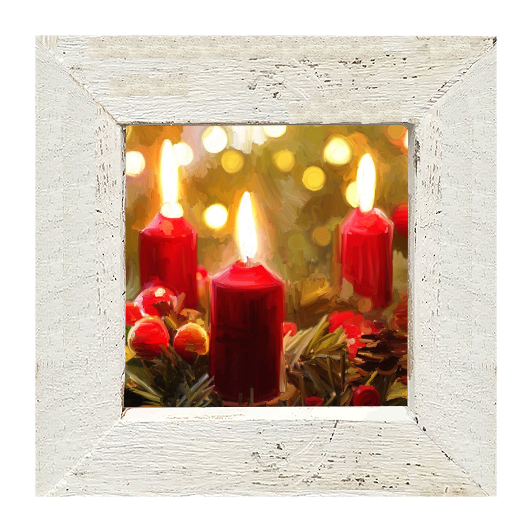 Trio of Christmas Candles - Framed art