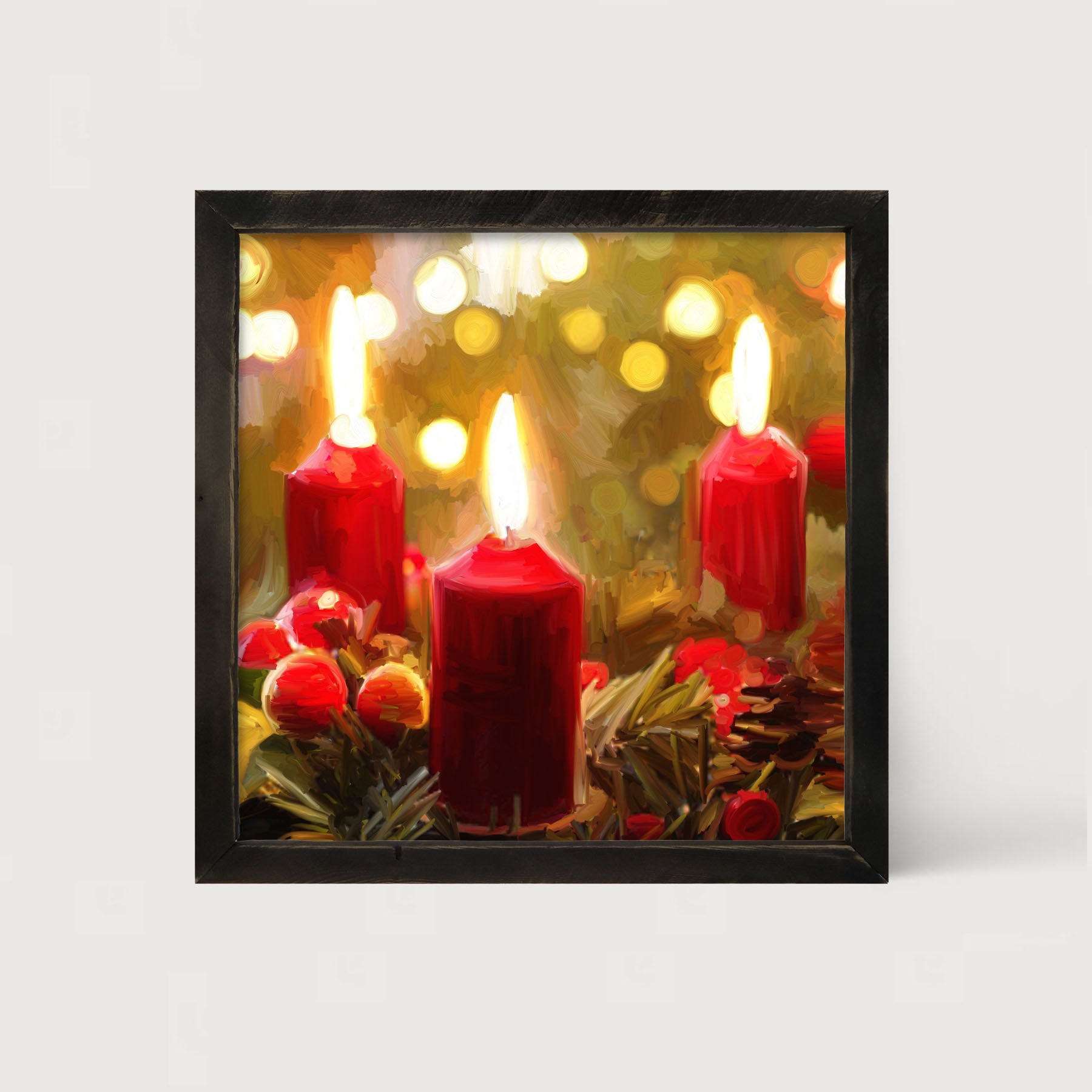 Trio of Christmas Candles - Framed art
