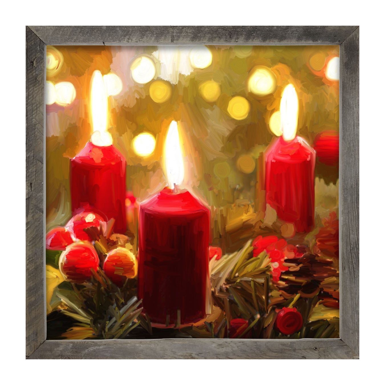 Trio of Christmas Candles - Framed art