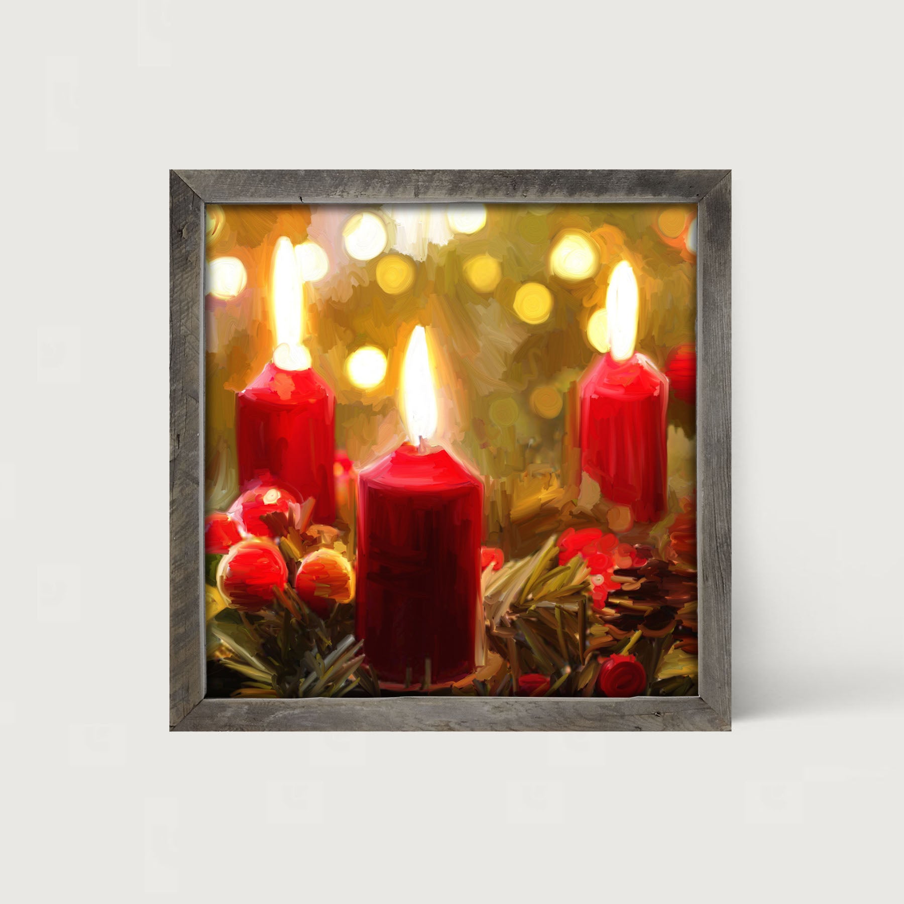 Trio of Christmas Candles - Framed art