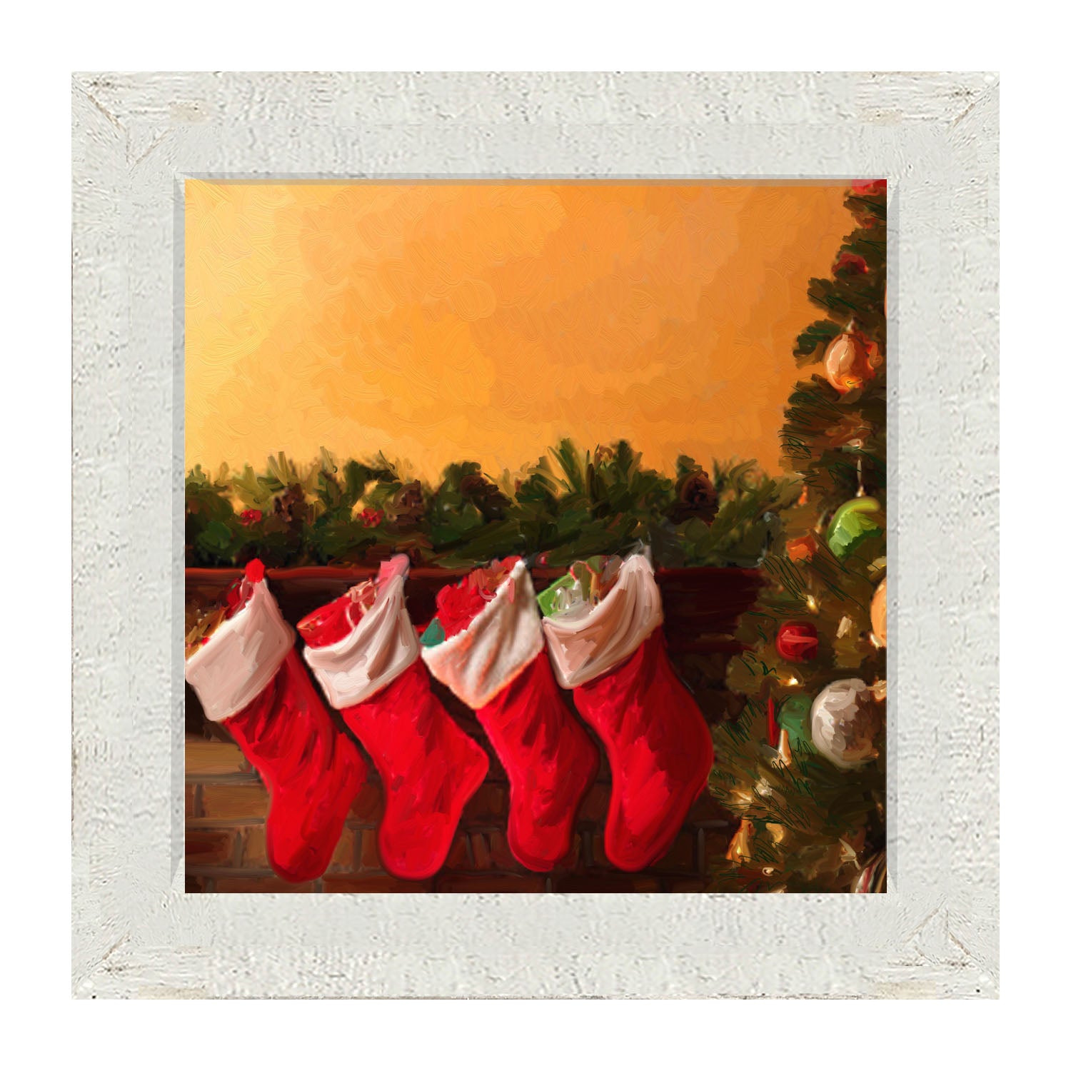 Christmas Stockings for Santa - Framed art