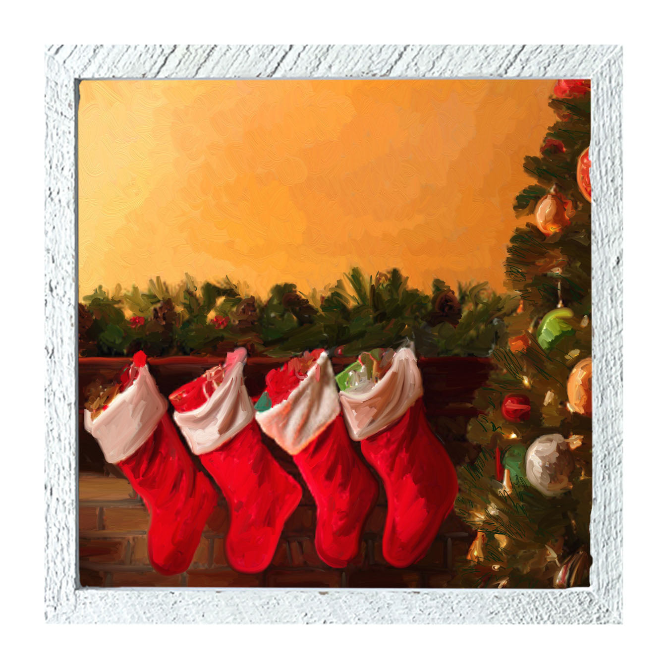 Christmas Stockings for Santa - Framed art