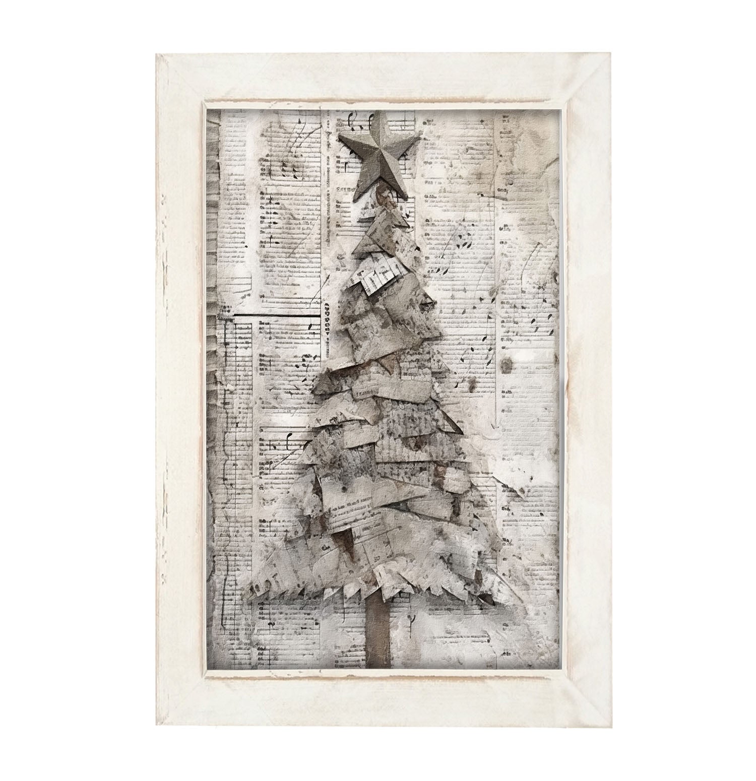 Paper-style Christmas Tree 2 - Framed art