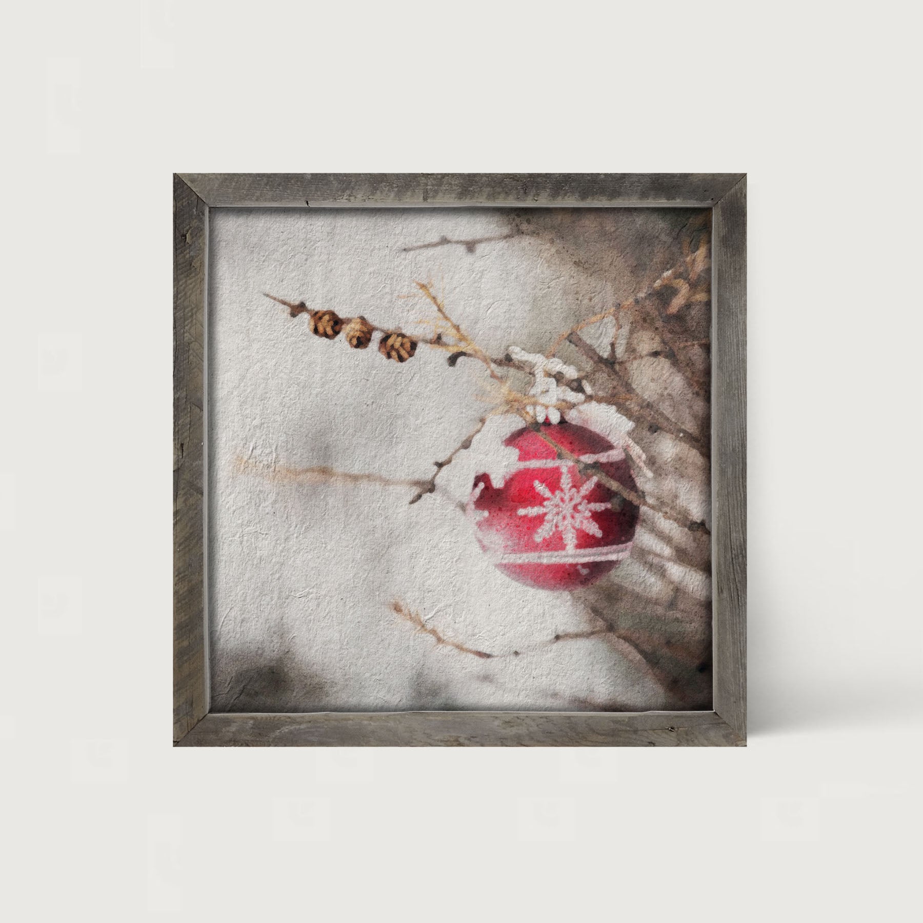 Red ornament - Framed art