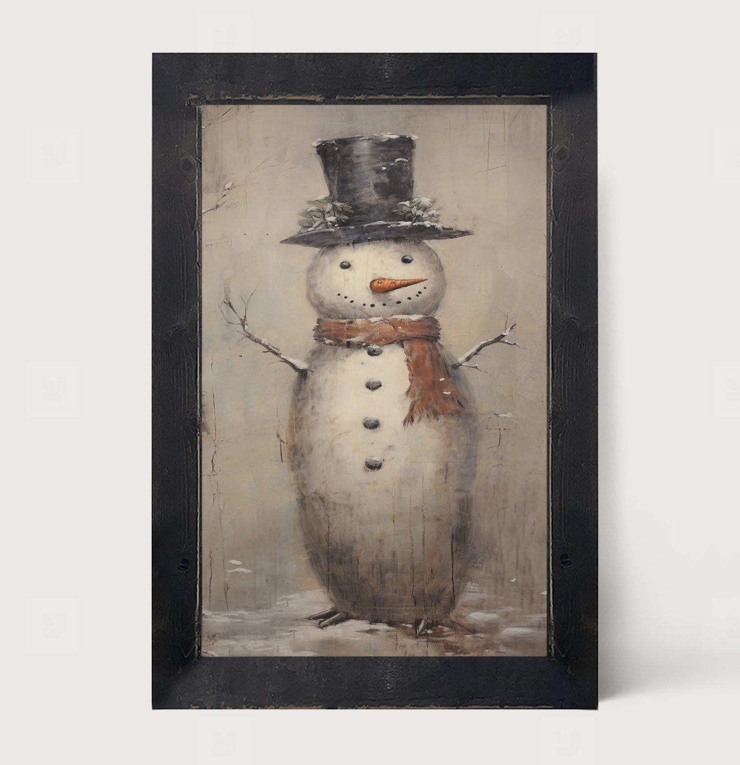 Vintage Smiling Snowman - Framed art