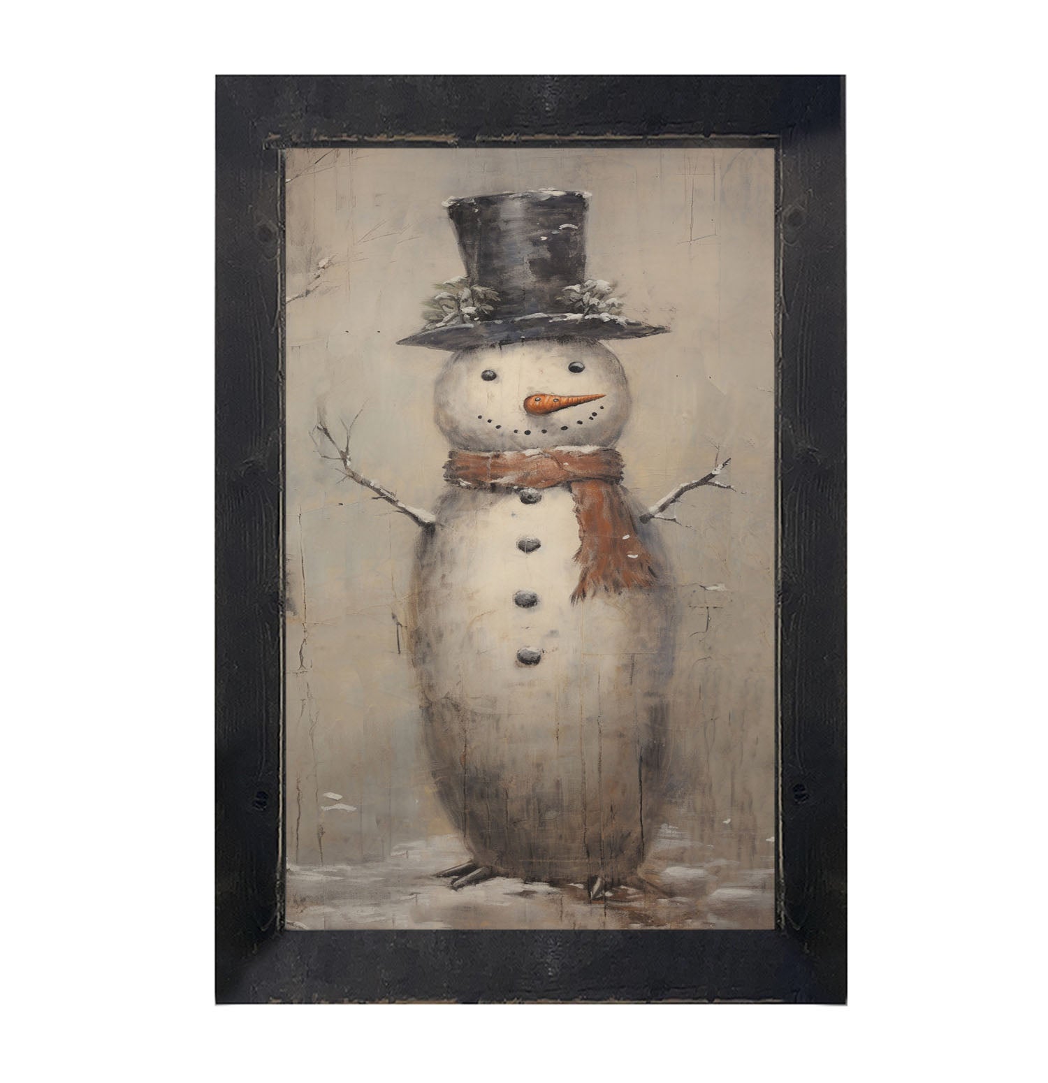Vintage Smiling Snowman - Framed art