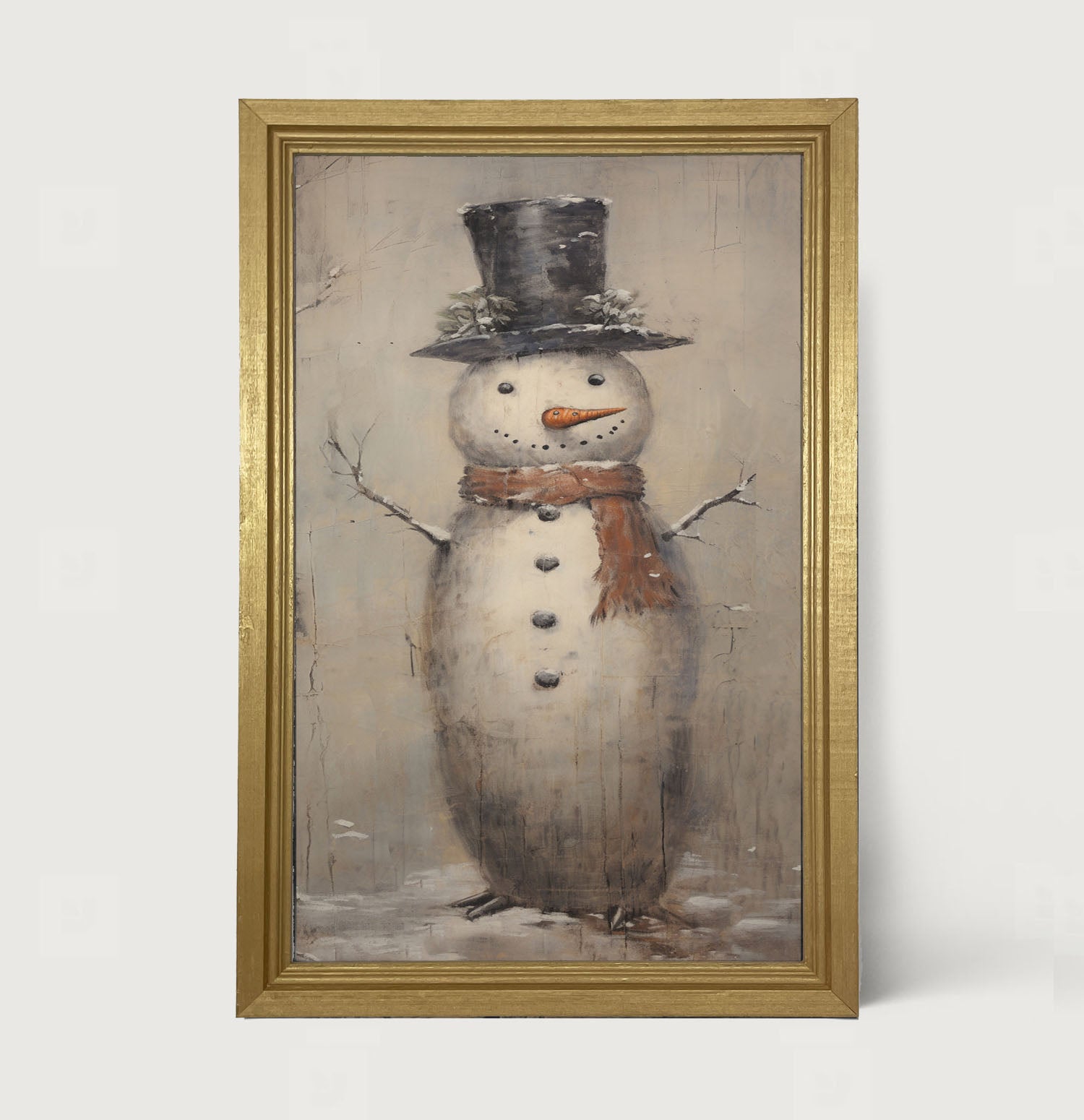 Vintage Smiling Snowman - Framed art