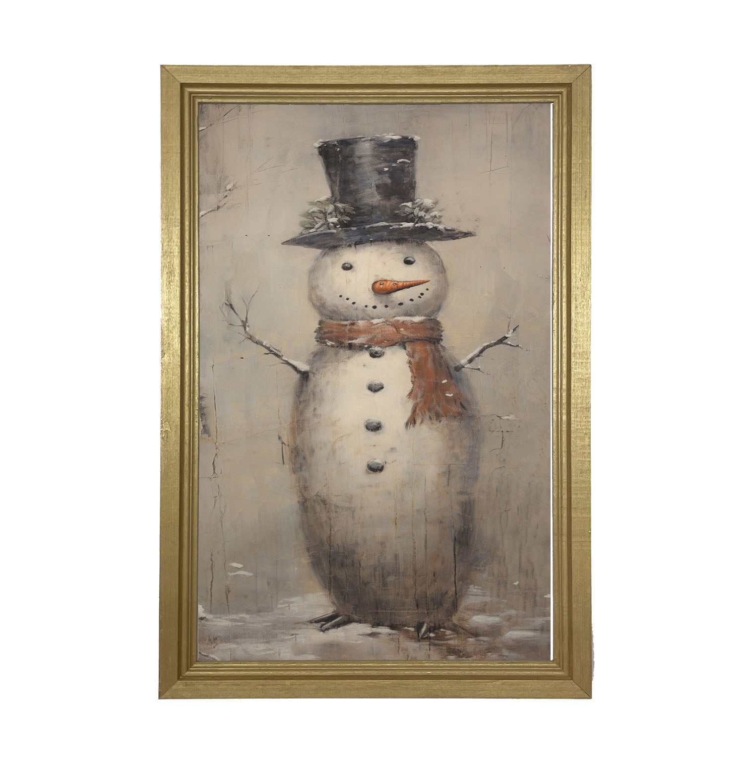 Vintage Smiling Snowman - Framed art
