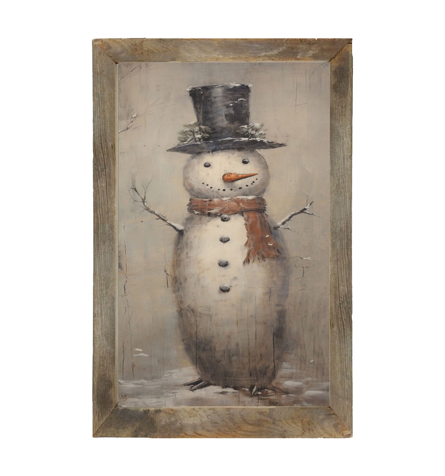 Vintage Smiling Snowman - Framed art