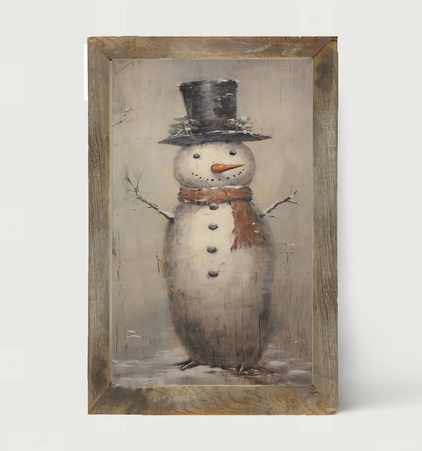 Vintage Smiling Snowman - Framed art
