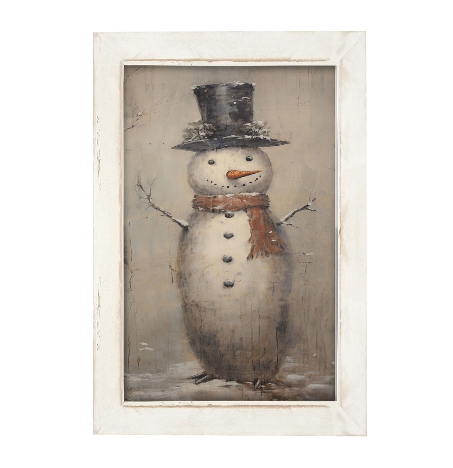 Vintage Smiling Snowman - Framed art