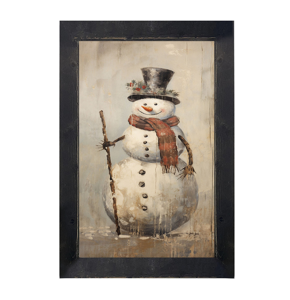 Rustic Happy snowman - Framed art