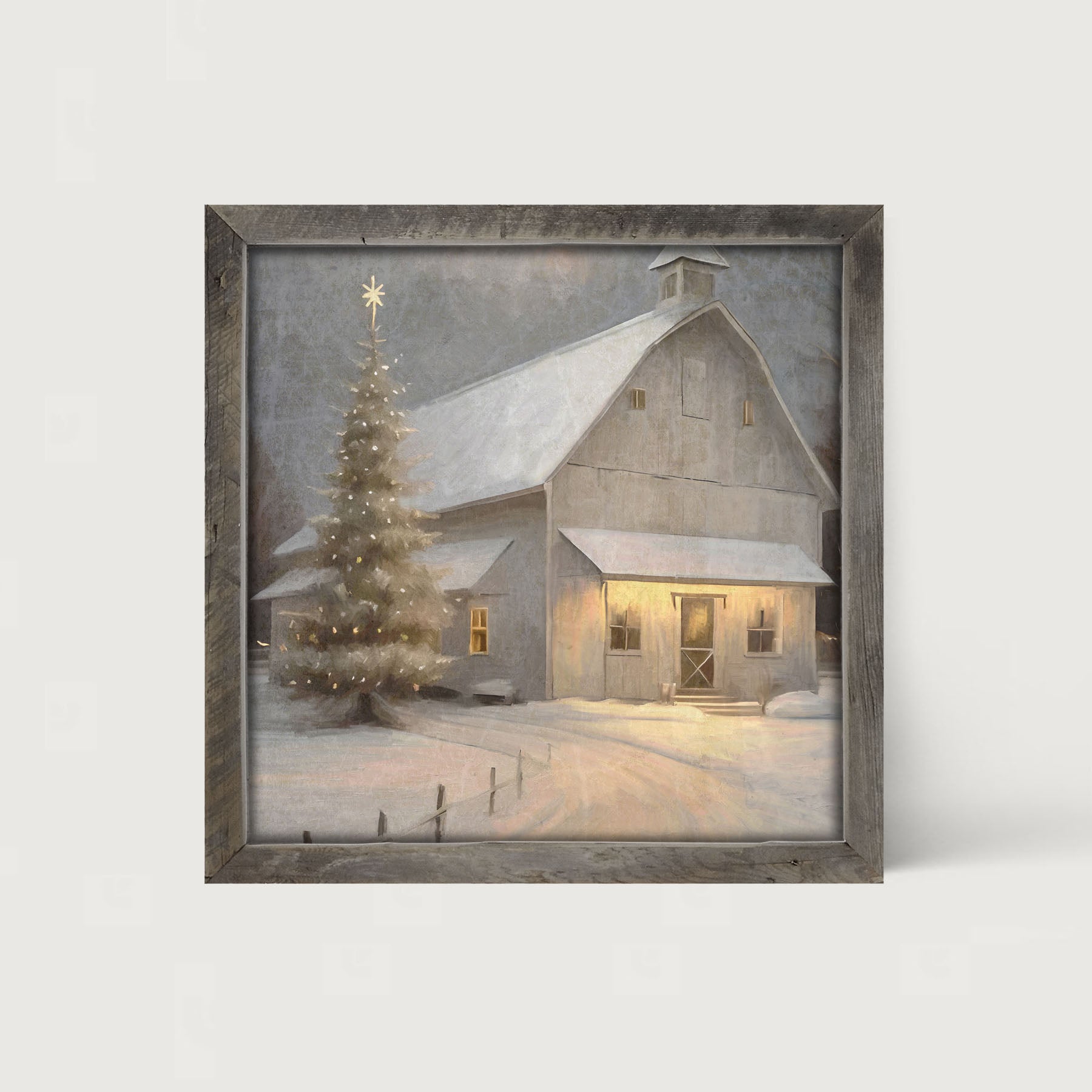 Christmas night farm - Framed art