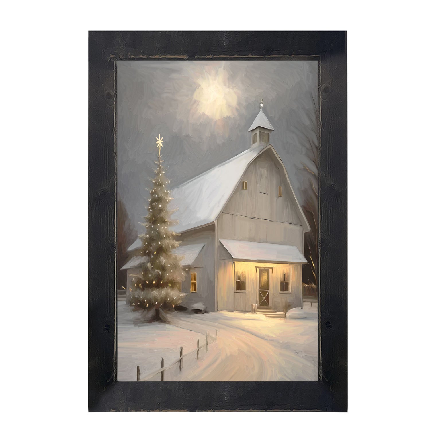 Christmas night farm - Framed art