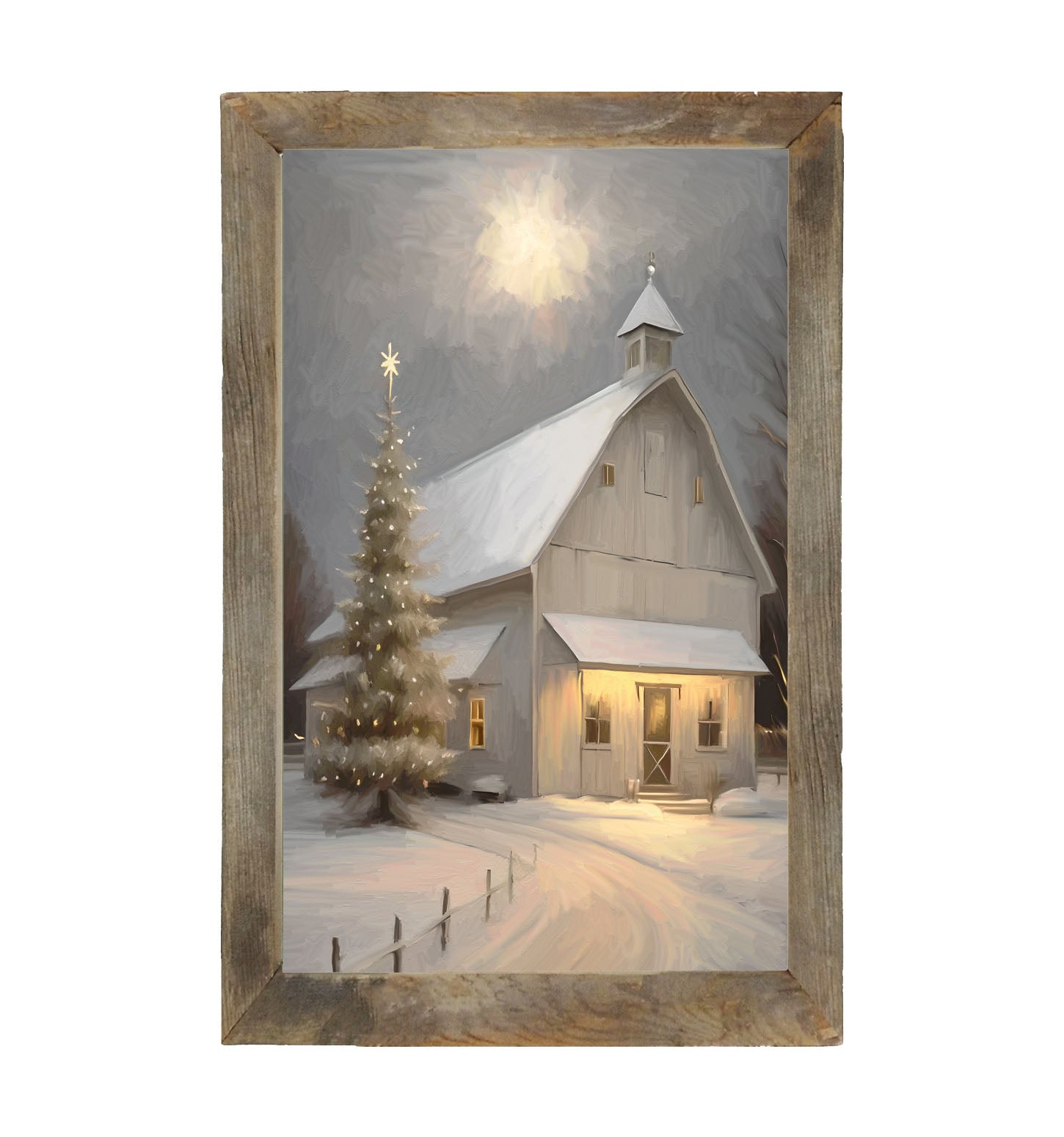 Christmas night farm - Framed art