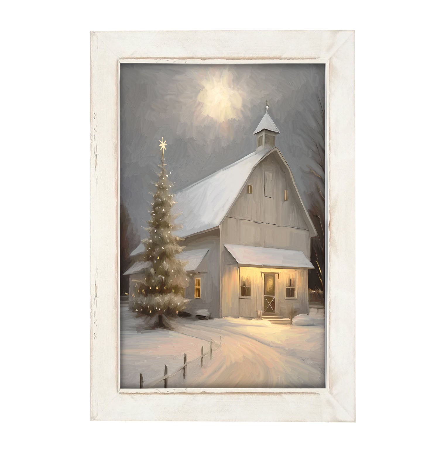 Christmas night farm - Framed art