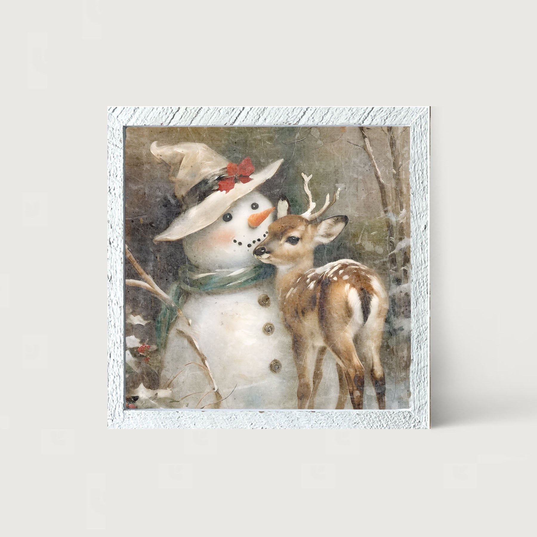 Snowman with deer