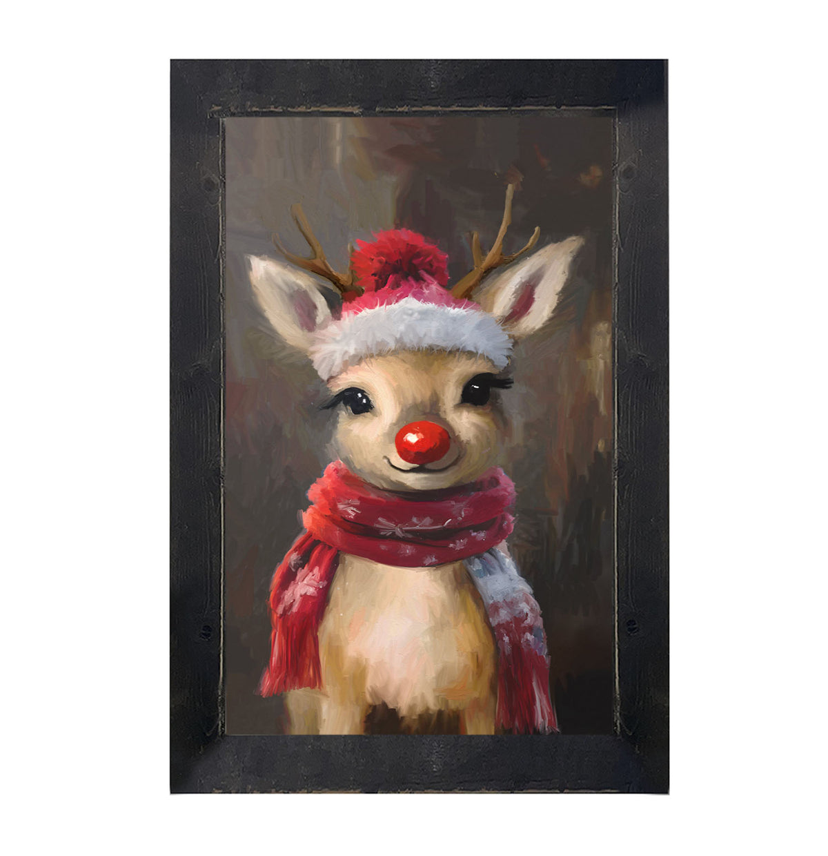 The red nosed reindeer in winter - Framed Art