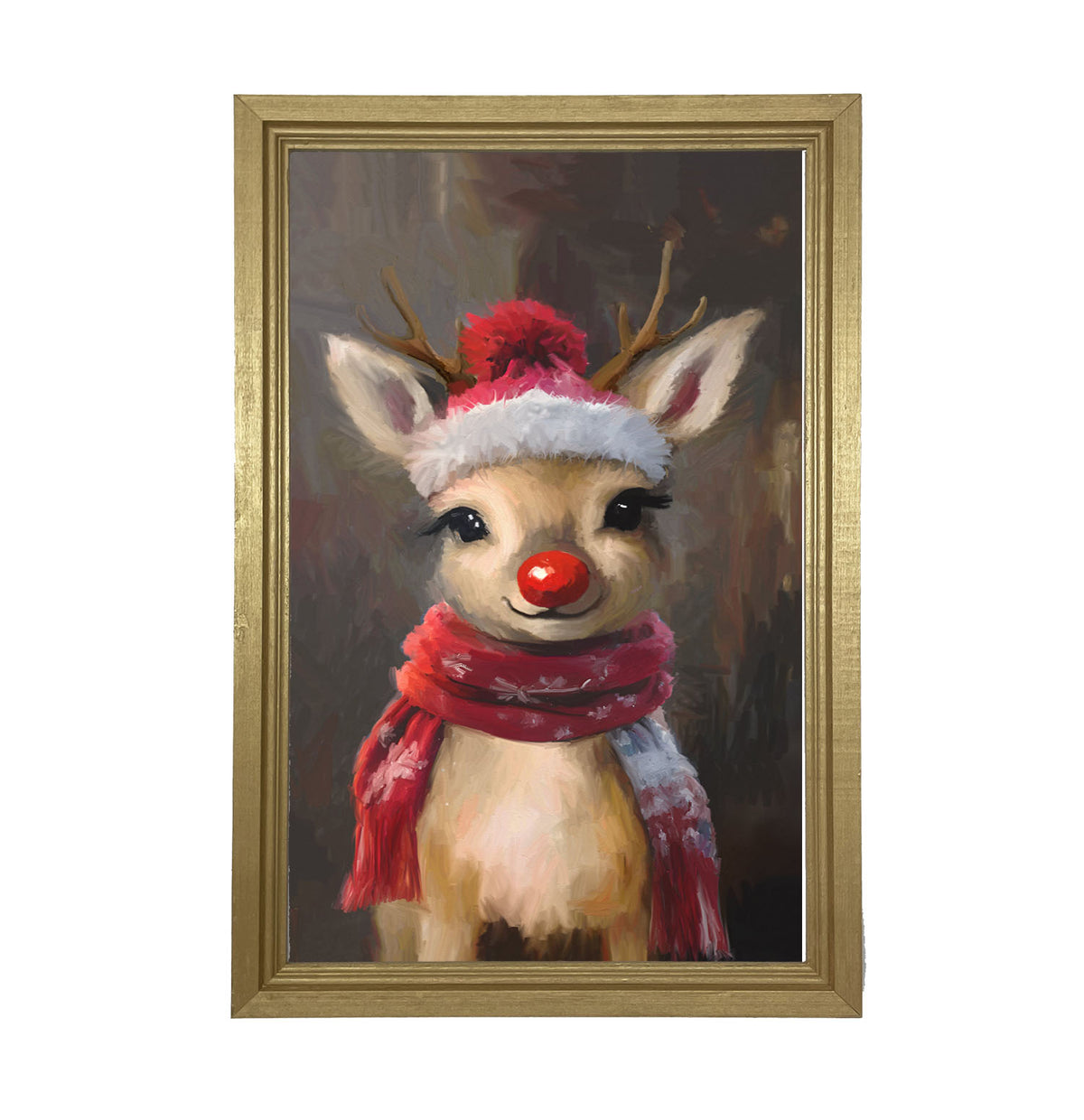 The red nosed reindeer in winter - Framed Art