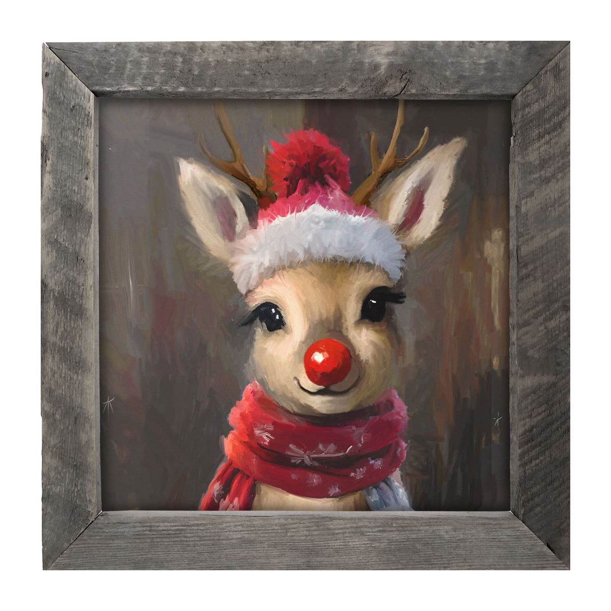 The red nosed reindeer in winter - Framed Art