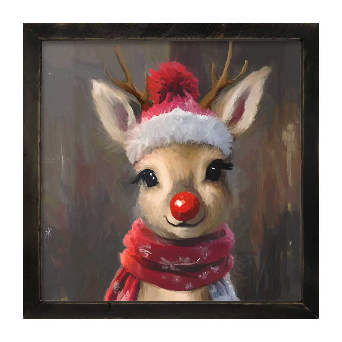 The red nosed reindeer in winter - Framed Art