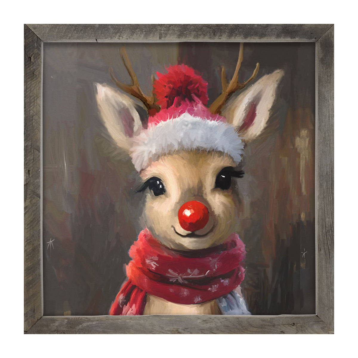 The red nosed reindeer in winter - Framed Art