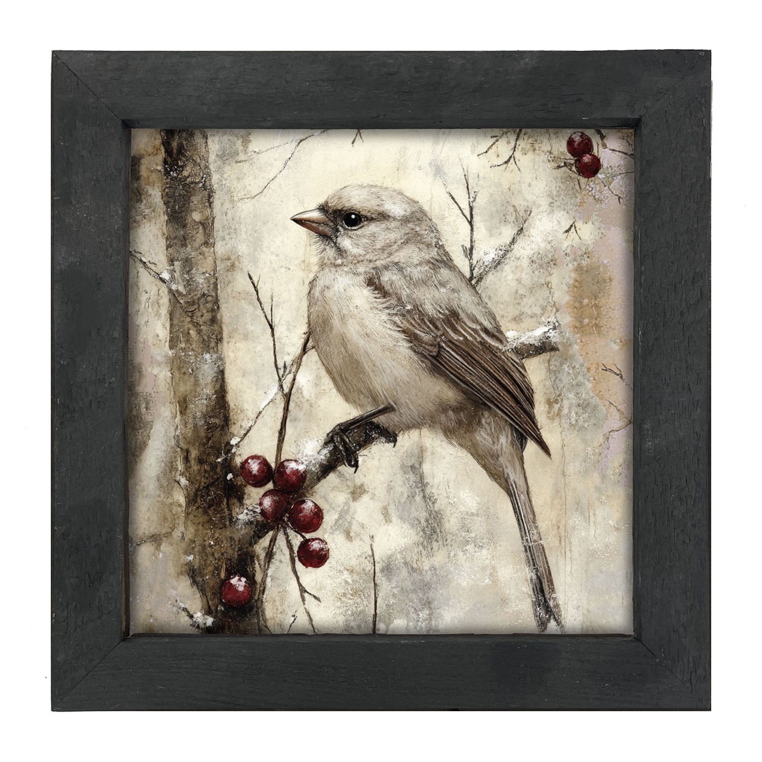 Bird with Berries - Framed Art