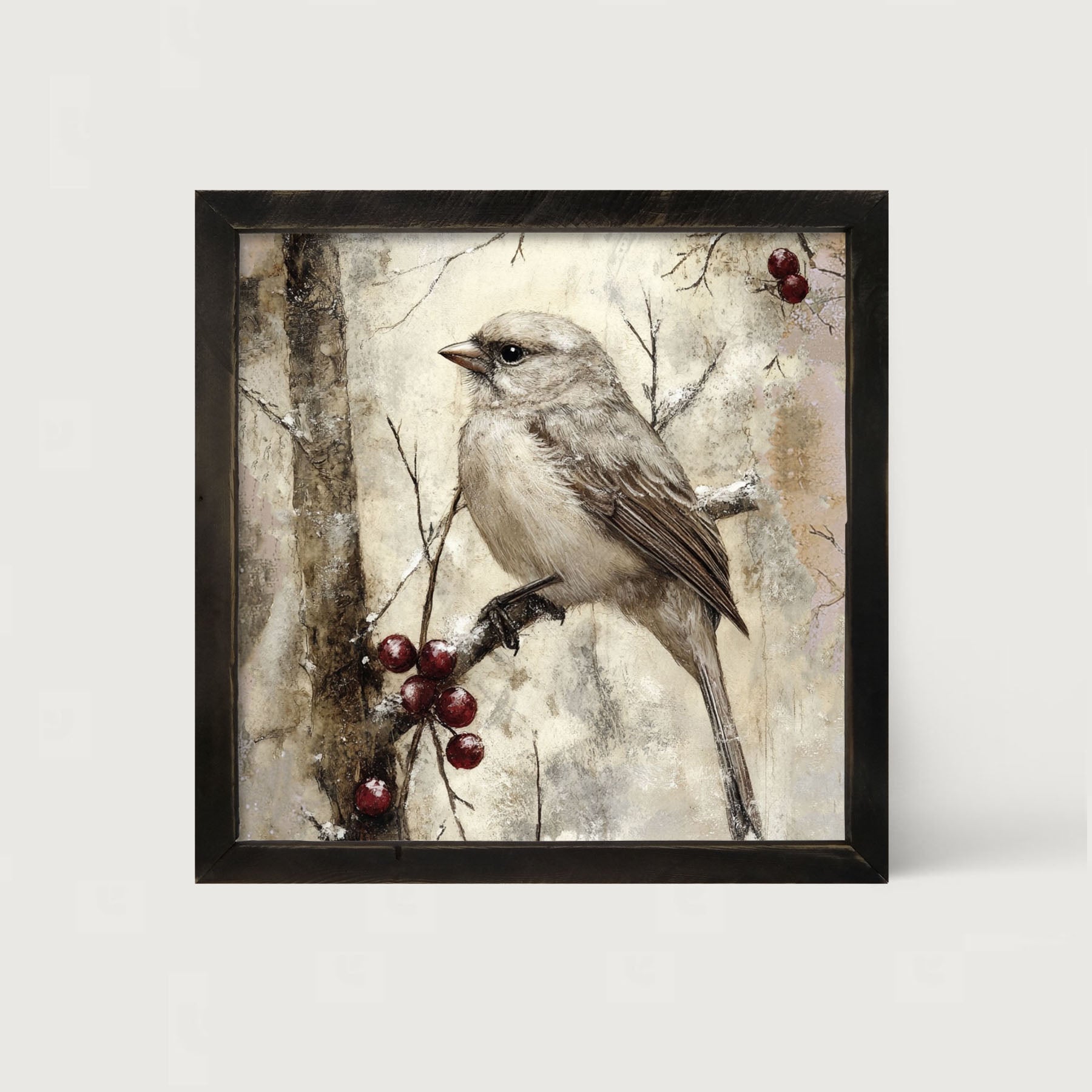 Bird with Berries - Framed Art