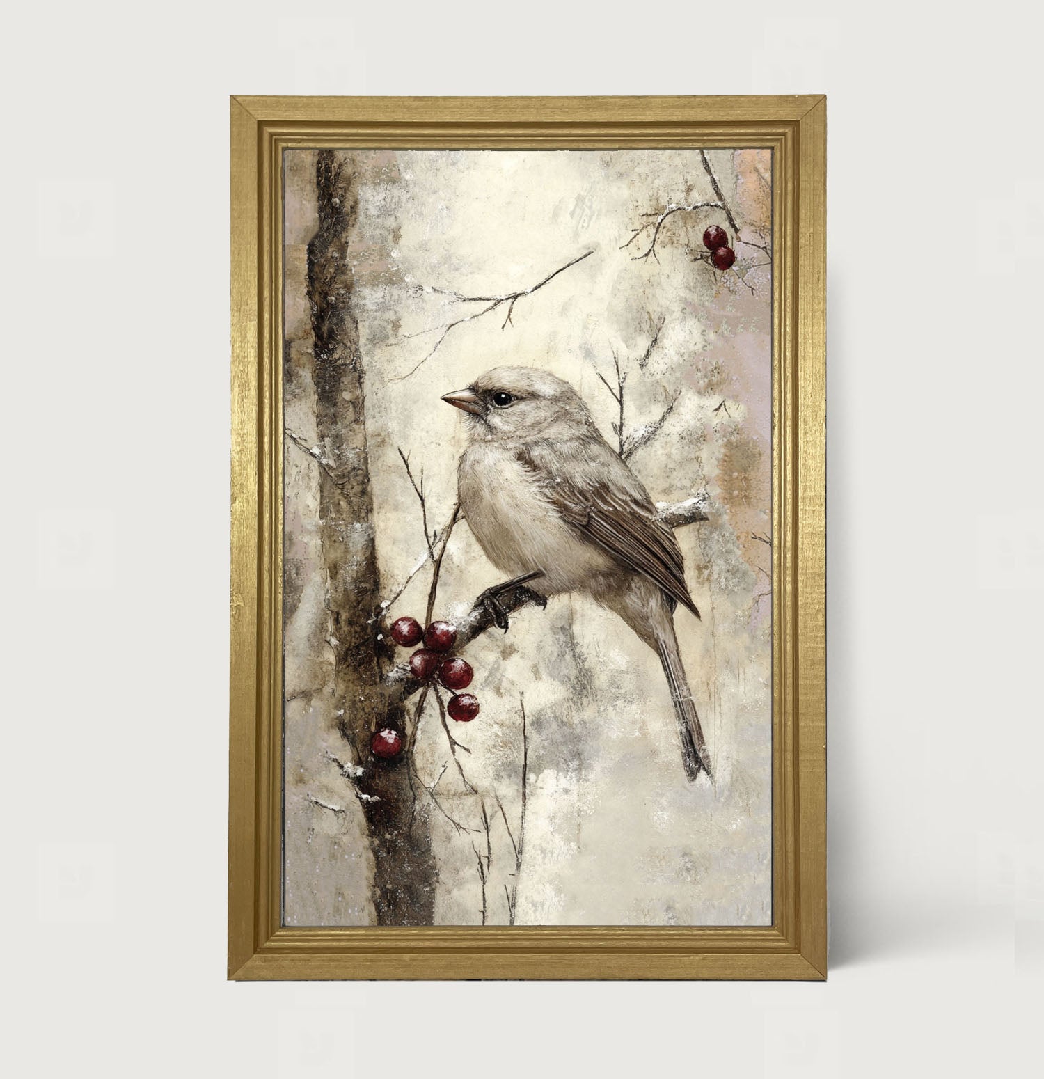 Bird with Berries - Framed Art