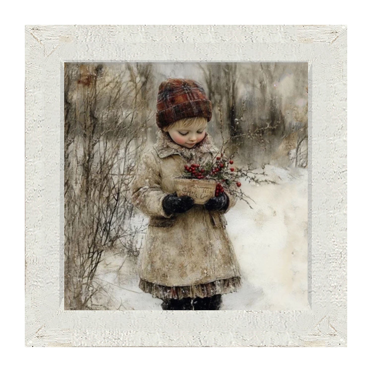 Girl with Red Berries - Framed Art
